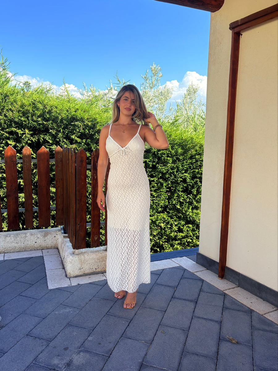 Abito bicolore in pizzo